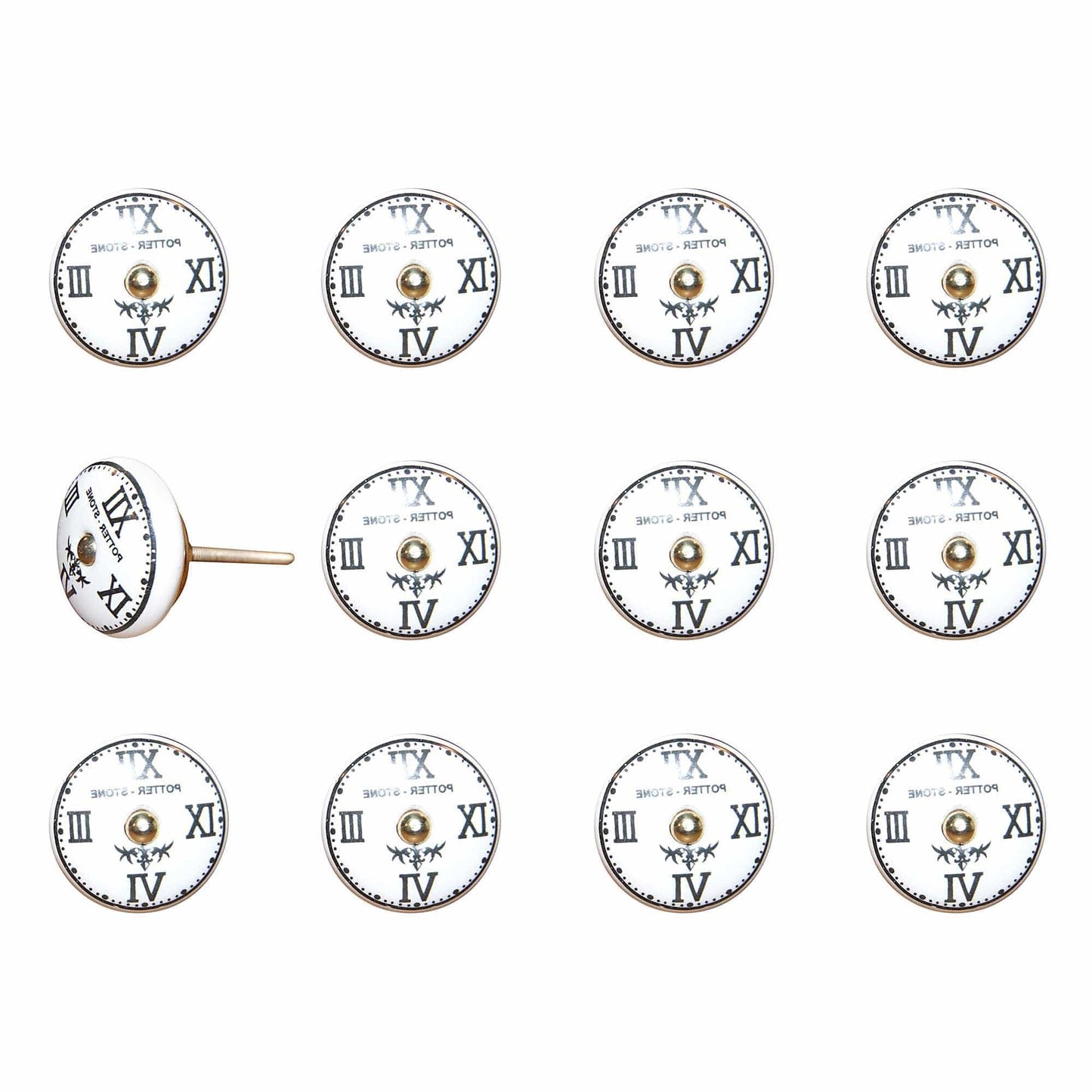 1.5" X 1.5" X 1.5" White Black And Gold Knobs 12 Pack - Homeroots - Flyclothing LLC