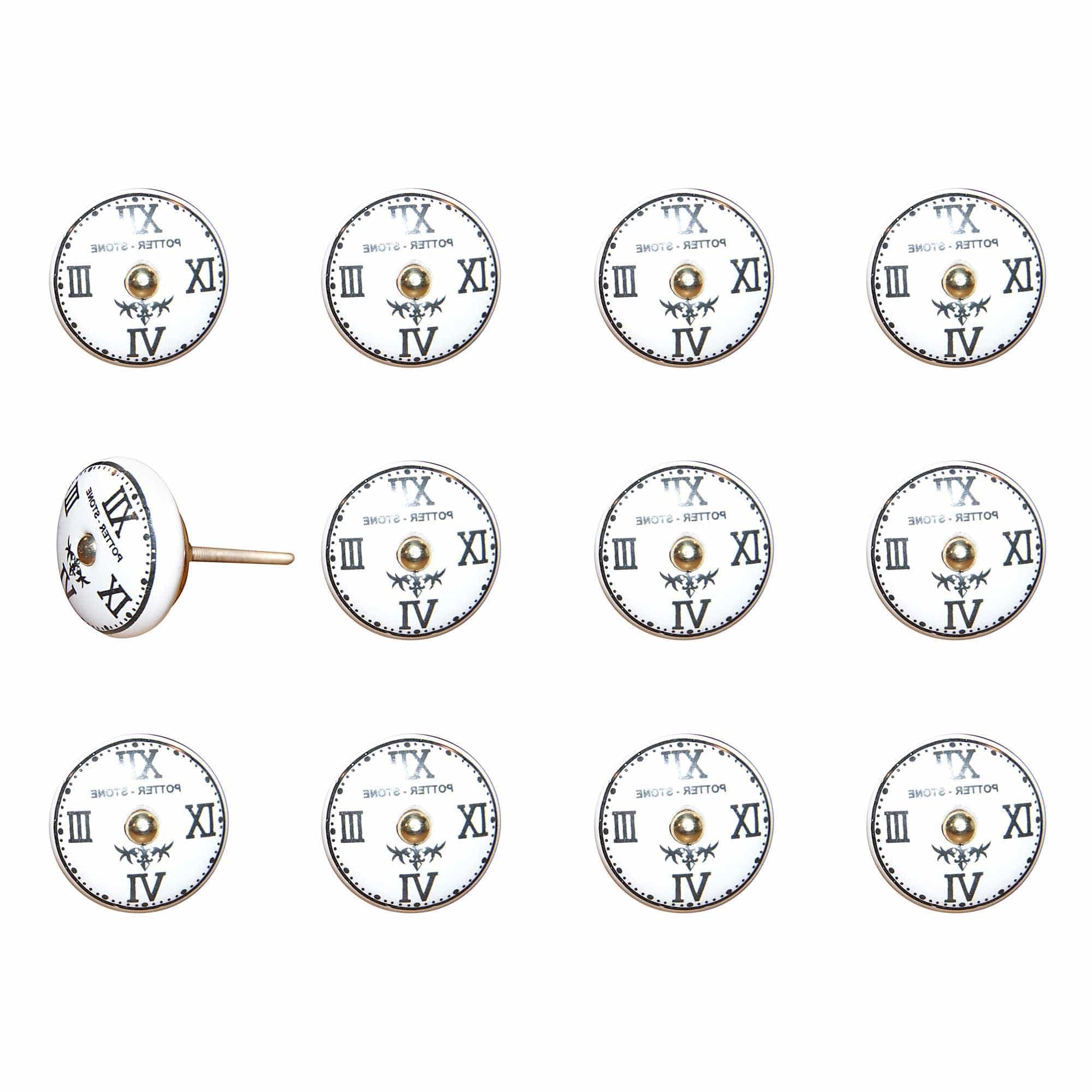1.5" X 1.5" X 1.5" White Black And Gold Knobs 12 Pack - Homeroots - Flyclothing LLC