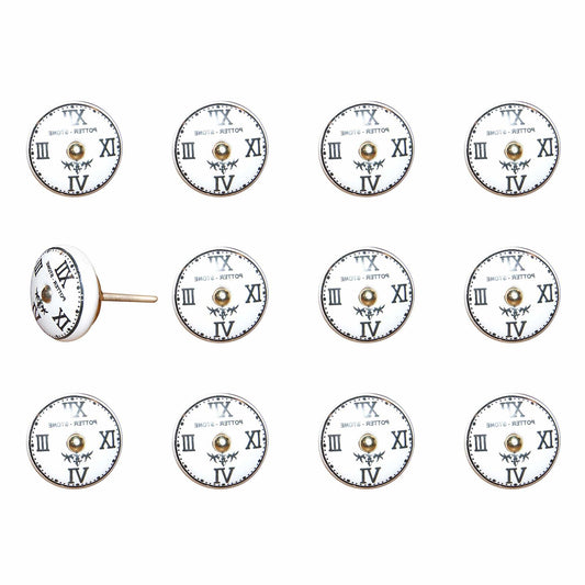 1.5" X 1.5" X 1.5" White Black And Gold  Knobs 12 Pack - Homeroots