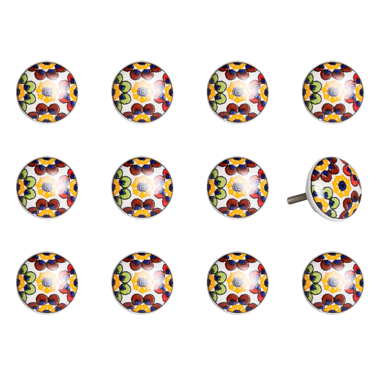 1.5" X 1.5" X 1.5" Yellow Blue And Red Knobs 12 Pack - Homeroots - Flyclothing LLC