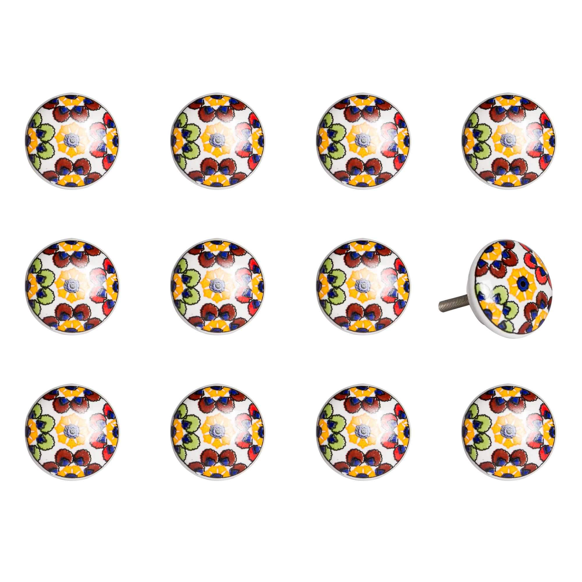 1.5" X 1.5" X 1.5" Yellow Blue And Red Knobs 12 Pack - Homeroots - Flyclothing LLC