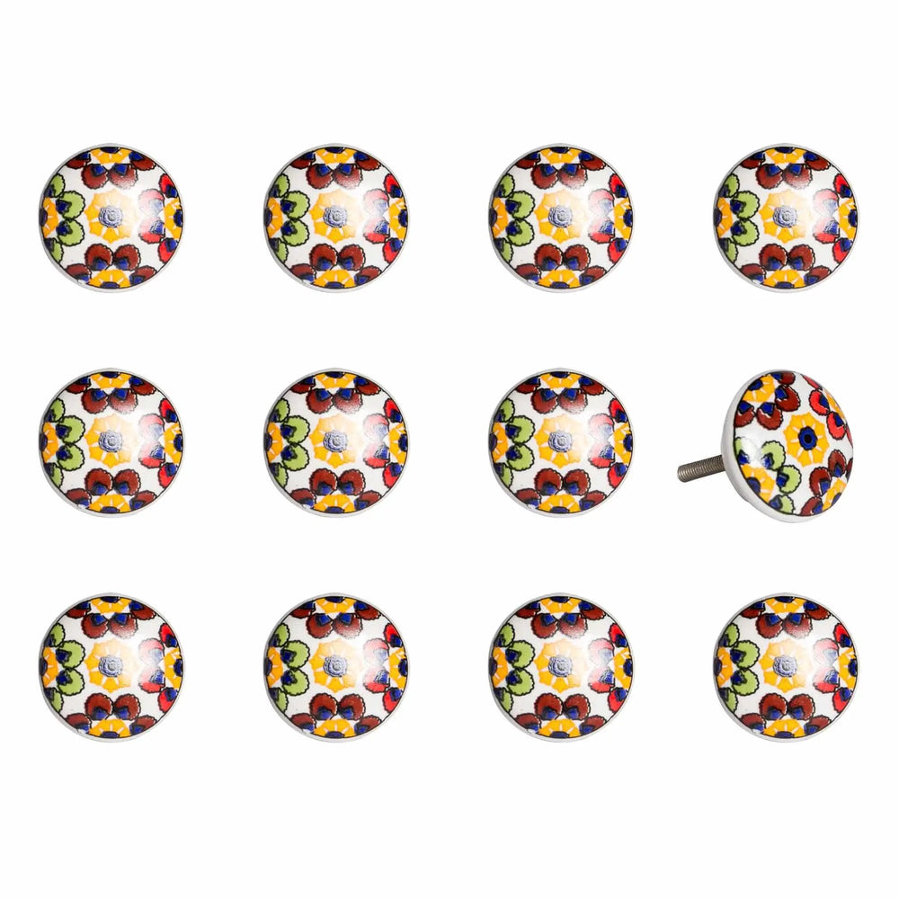 1.5" X 1.5" X 1.5" Yellow Blue And Red  Knobs 12 Pack - Homeroots