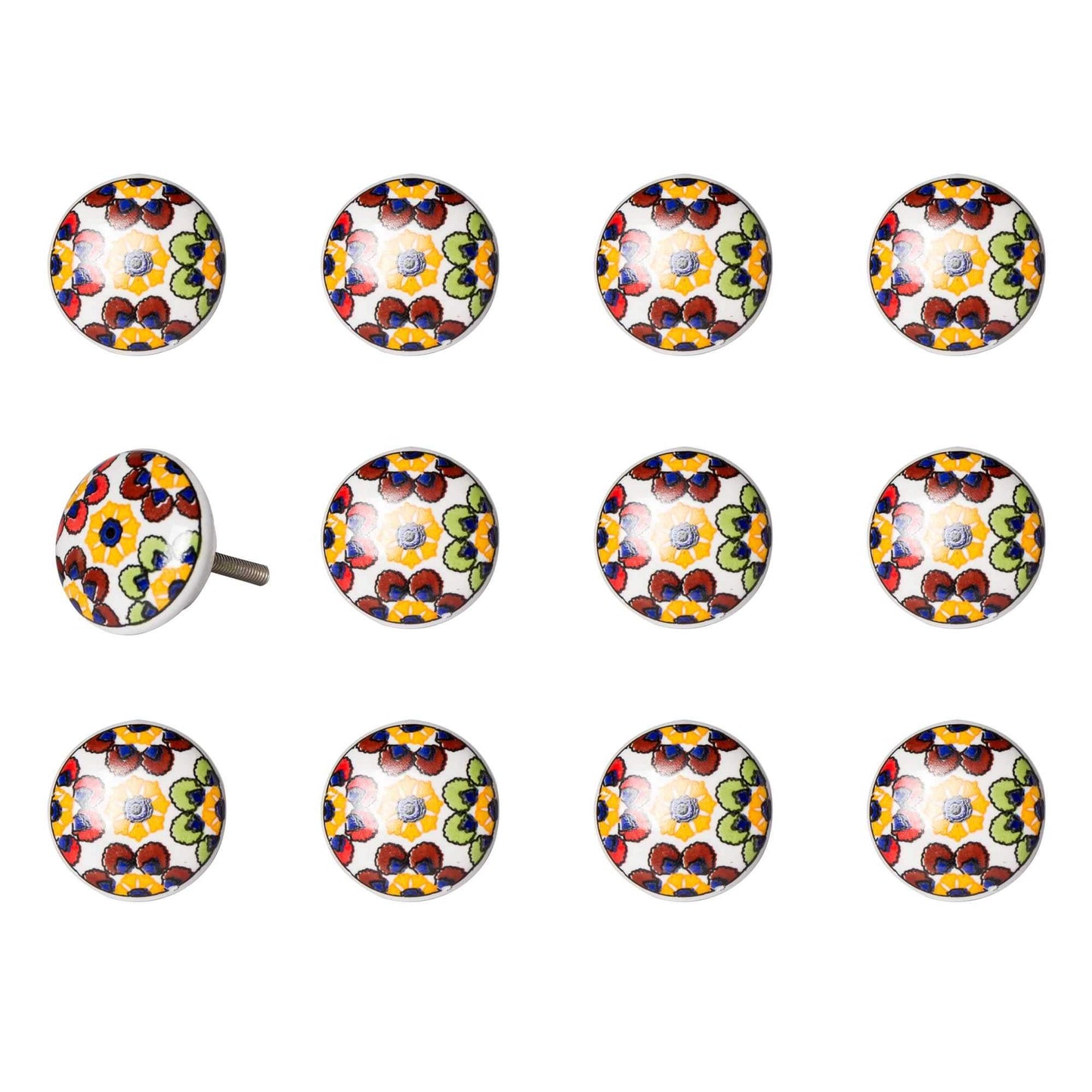 1.5" X 1.5" X 1.5" Yellow Blue And Red Knobs 12 Pack - Homeroots - Flyclothing LLC