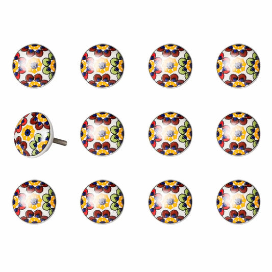 1.5" X 1.5" X 1.5" Yellow Blue And Red  Knobs 12 Pack - Homeroots