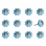 1.5" X 1.5" X 1.5" Light Blue And Silver  Knobs 12 Pack - Homeroots