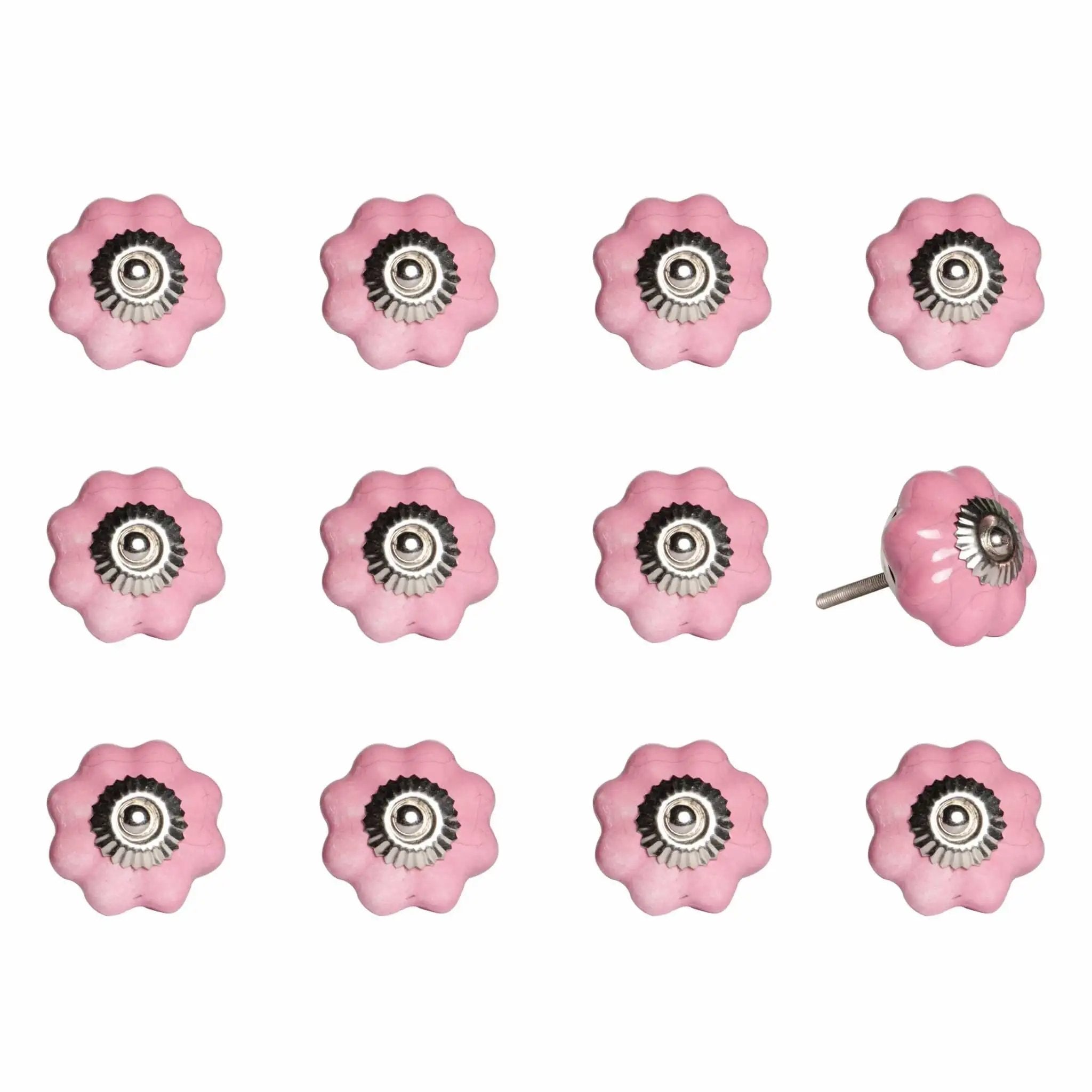 1.5" X 1.5" X 1.5" Pink Silver Asnd Red Knobs 12 Pack - Homeroots - Flyclothing LLC