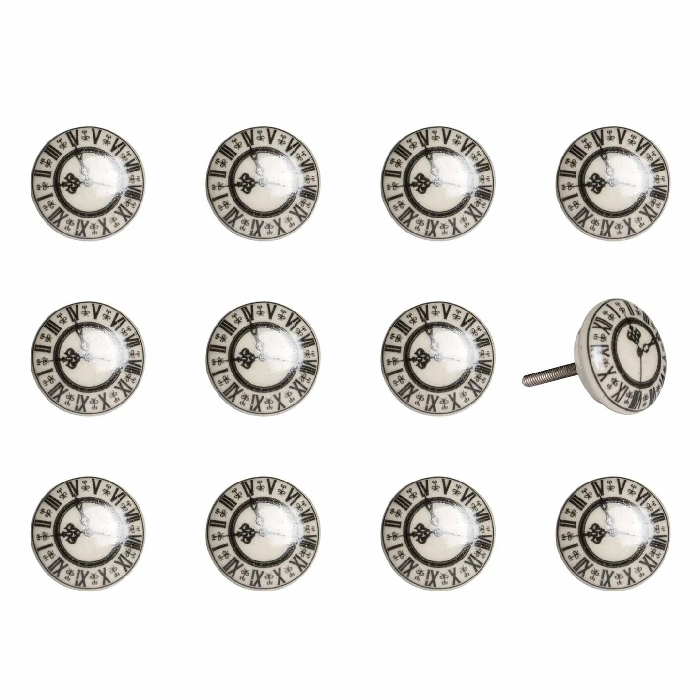 1.5" X 1.5" X 1.5" Cream Black And Gray Knobs 12 Pack - Homeroots - Flyclothing LLC
