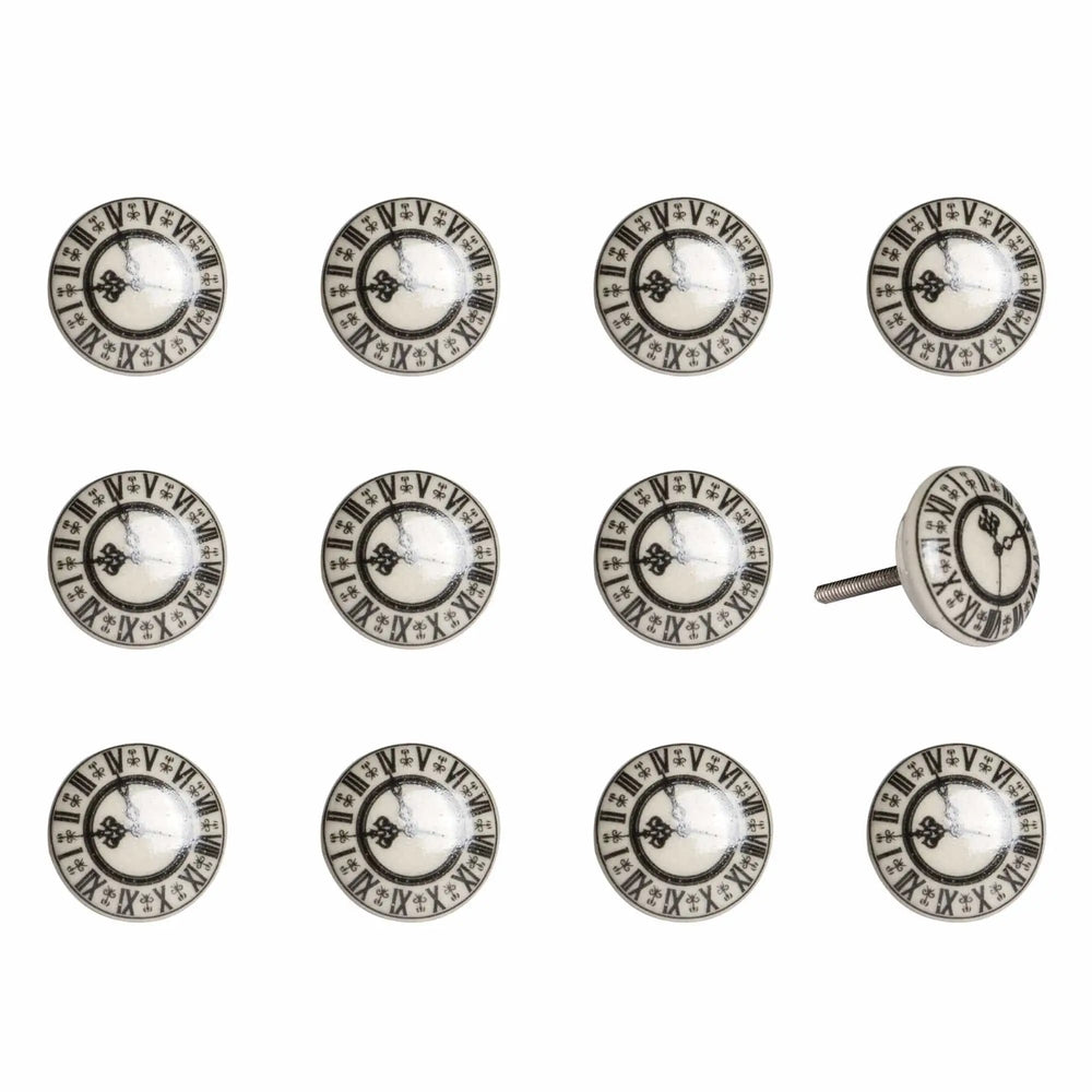 1.5" X 1.5" X 1.5" Cream Black And Gray  Knobs 12 Pack - Homeroots