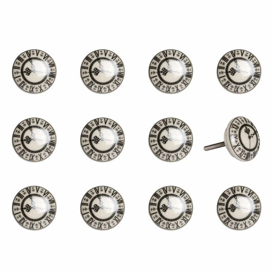 1.5" X 1.5" X 1.5" Cream Black And Gray  Knobs 12 Pack - Homeroots