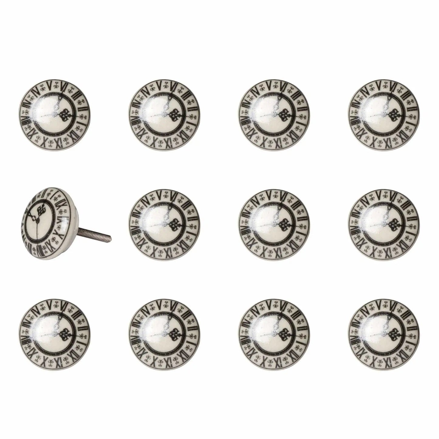 1.5" X 1.5" X 1.5" Cream Black And Gray Knobs 12 Pack - Homeroots - Flyclothing LLC