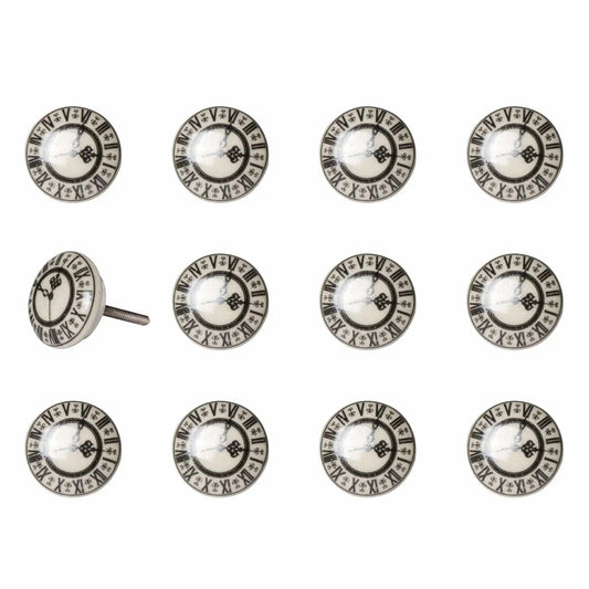 1.5" X 1.5" X 1.5" Cream Black And Gray  Knobs 12 Pack - Homeroots