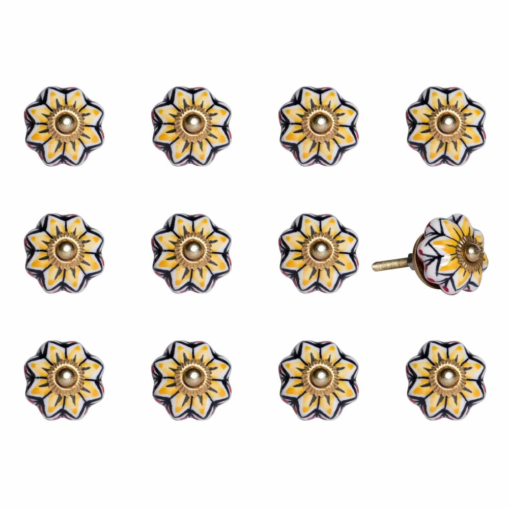 1.5" X 1.5" X 1.5" Yellow Blue And Red  Knobs 12 Pack - Homeroots