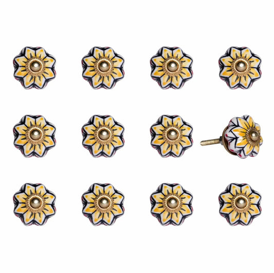 1.5" X 1.5" X 1.5" Yellow Blue And Red  Knobs 12 Pack - Homeroots