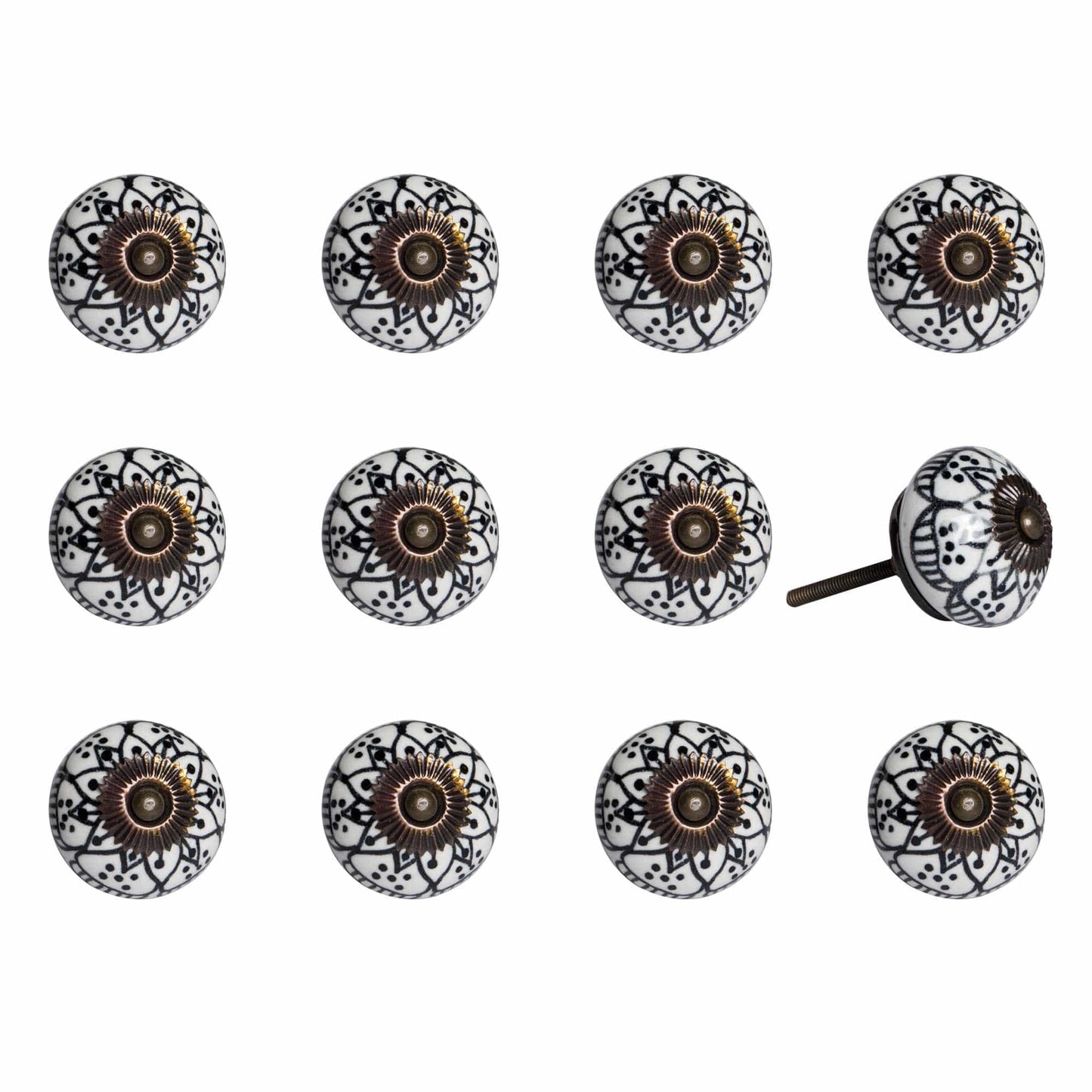 1.5" X 1.5" X 1.5" Black White Copper Knobs 12 Pack - Homeroots - Flyclothing LLC