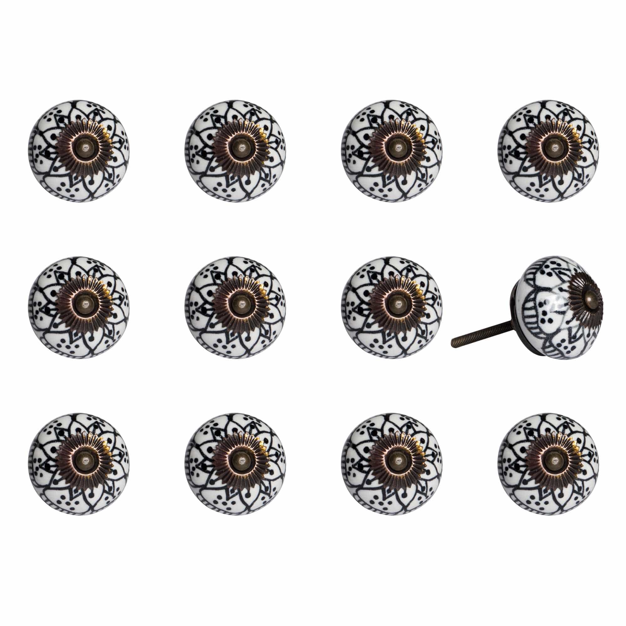 1.5" X 1.5" X 1.5" Black White Copper Knobs 12 Pack - Homeroots - Flyclothing LLC