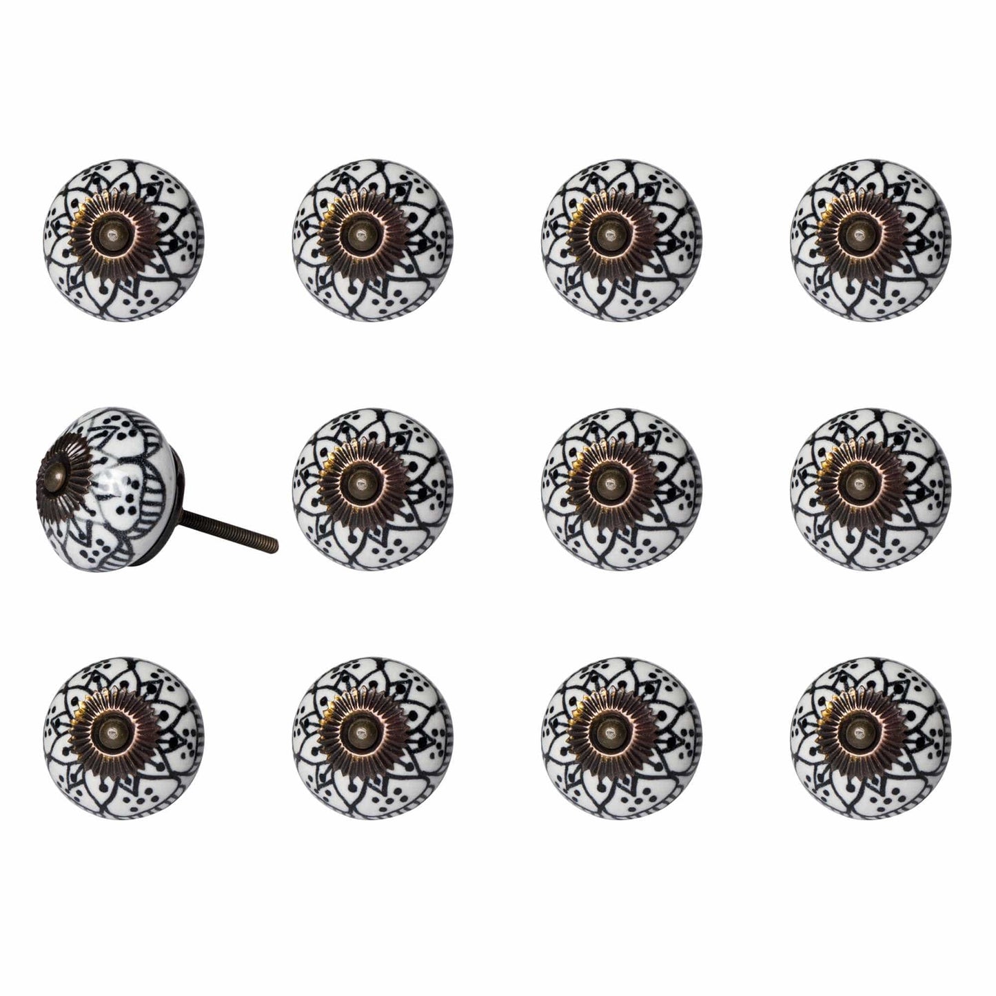 1.5" X 1.5" X 1.5" Black White Copper Knobs 12 Pack - Homeroots - Flyclothing LLC