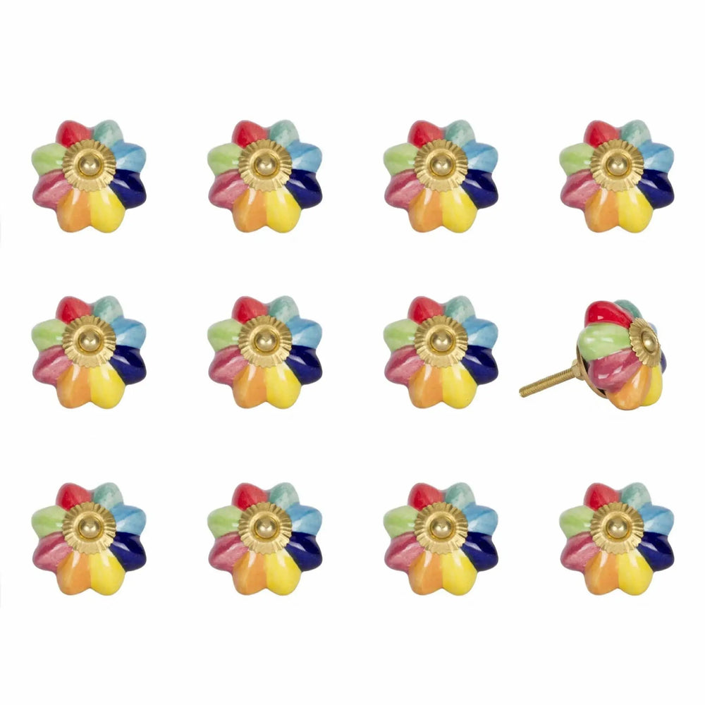1.5" X 1.5" X 1.5" Green Blue Red And Yellow  Knobs 12 Pack - Homeroots