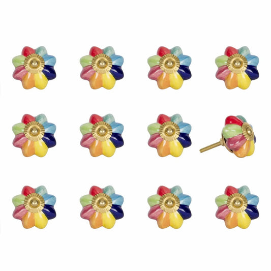 1.5" X 1.5" X 1.5" Green Blue Red And Yellow  Knobs 12 Pack - Homeroots