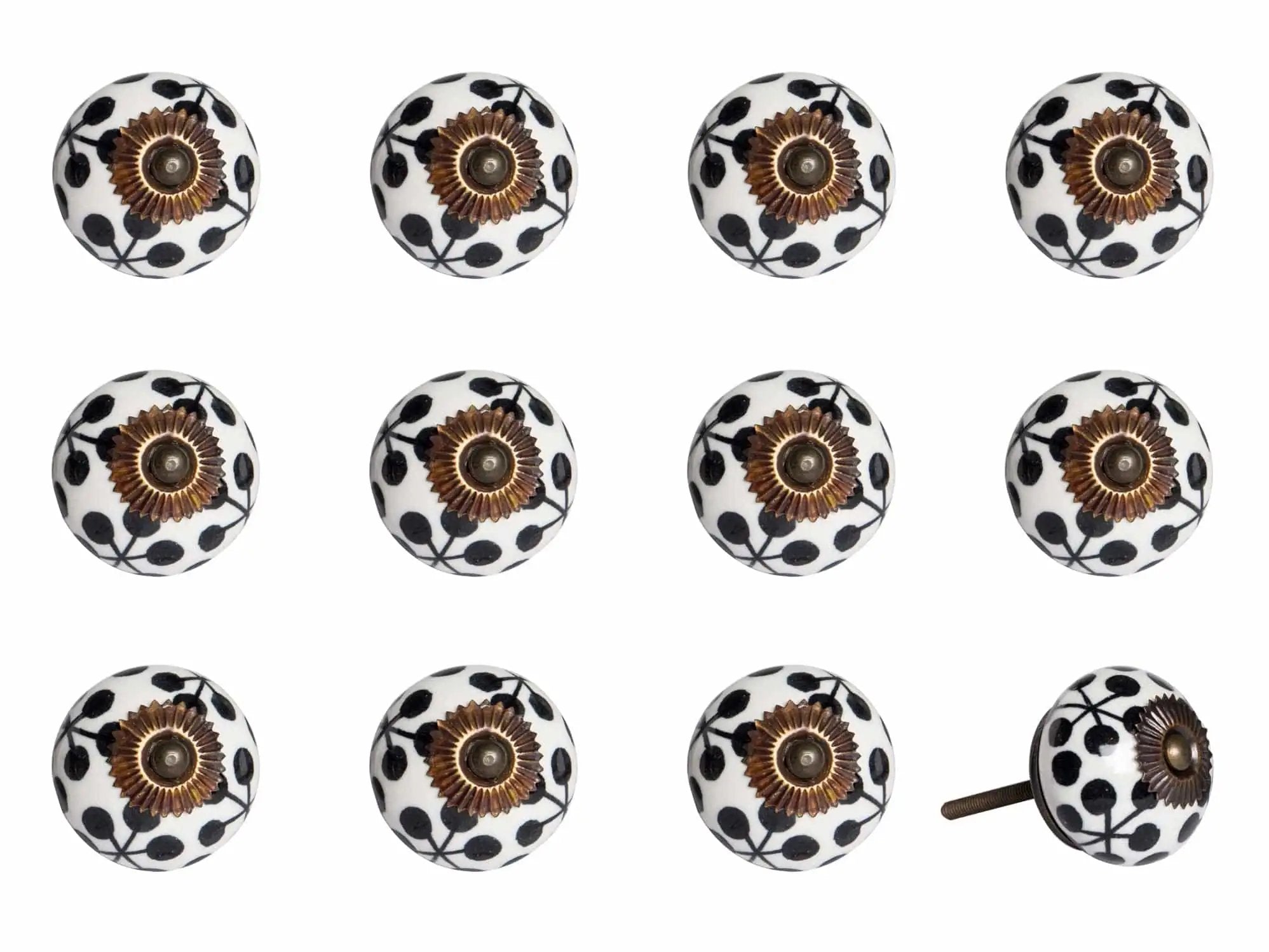 1.5" X 1.5" X 1.5" Black White And Cooper Knobs 12 Pack - Homeroots - Flyclothing LLC