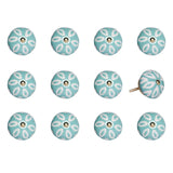1.5" X 1.5" X 1.5" Turquoise White And Gold  Knobs 12 Pack - Homeroots