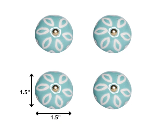 1.5" X 1.5" X 1.5" Turquoise White And Gold Knobs 12 Pack - Homeroots - Flyclothing LLC