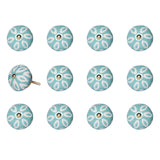 1.5" X 1.5" X 1.5" Turquoise White And Gold Knobs 12 Pack - Homeroots - Flyclothing LLC