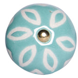 1.5" X 1.5" X 1.5" Turquoise White And Gold  Knobs 12 Pack - Homeroots
