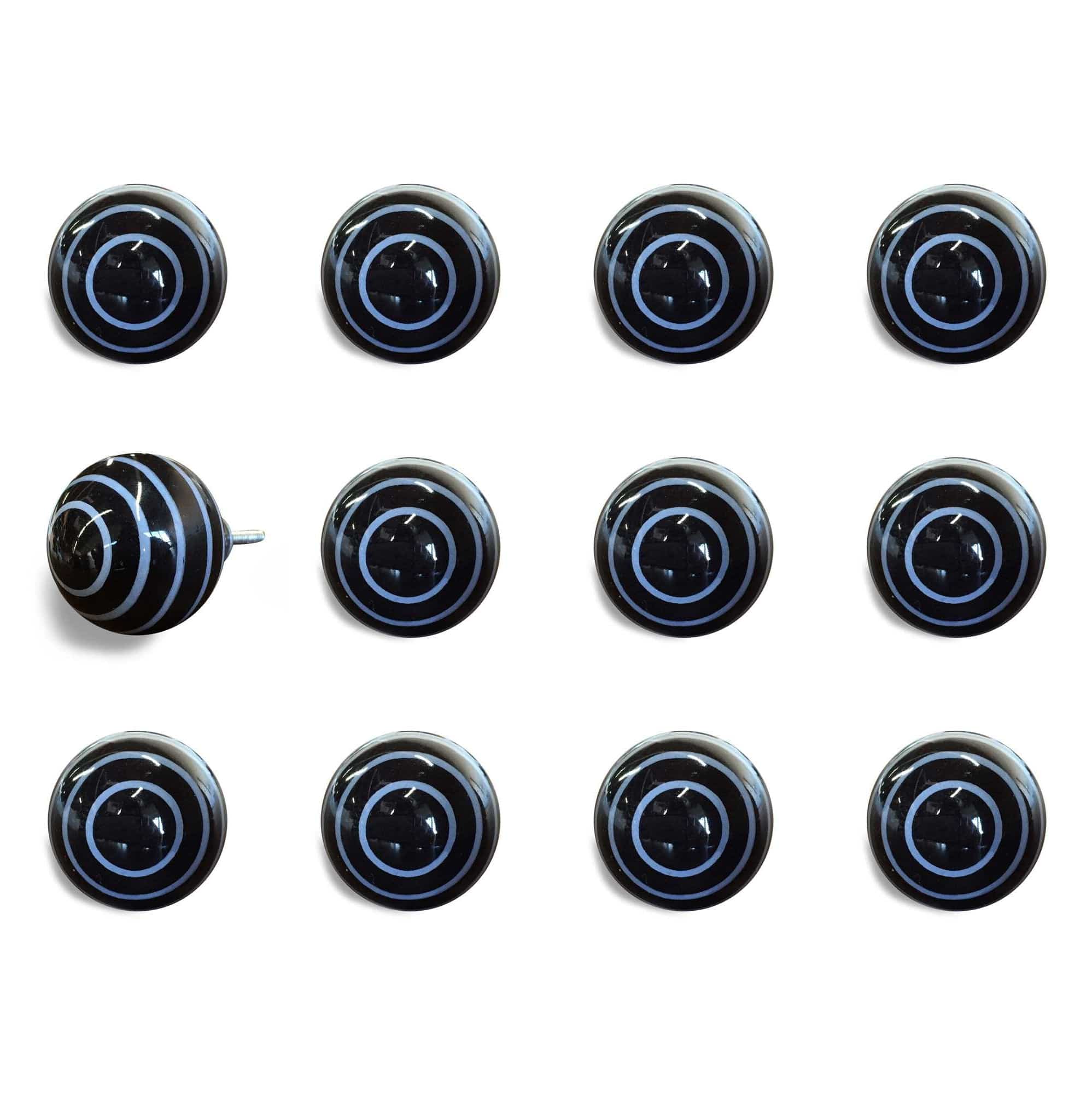 1.5" X 1.5" X 1.5" Black And Light Blue Knobs 12 Pack - Homeroots - Flyclothing LLC