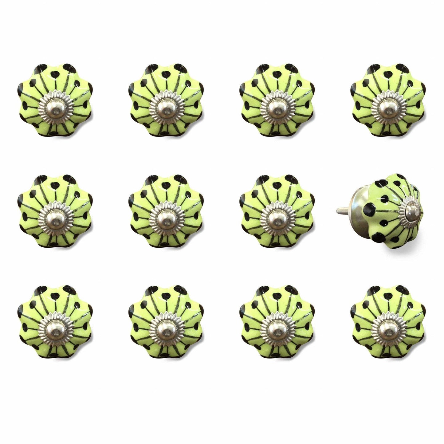 1.5" X 1.5" X 1.5" Yellow Green And Silver Knobs 12 Pack - Homeroots - Flyclothing LLC