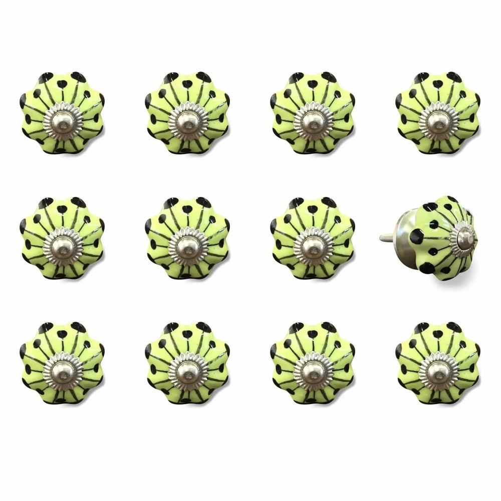 1.5" X 1.5" X 1.5" Yellow Green And Silver  Knobs 12 Pack - Homeroots