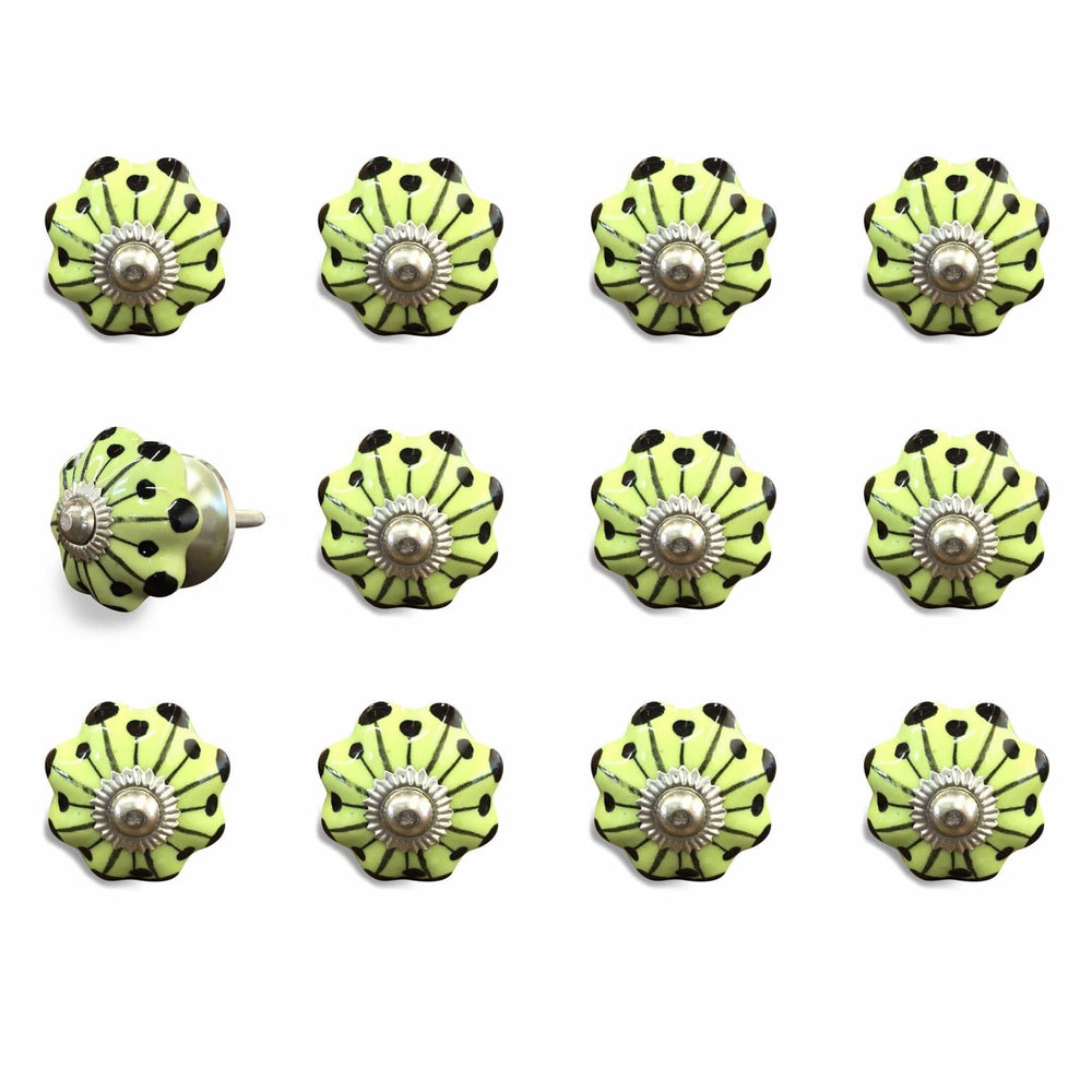 1.5" X 1.5" X 1.5" Yellow Green And Silver Knobs 12 Pack - Homeroots - Flyclothing LLC