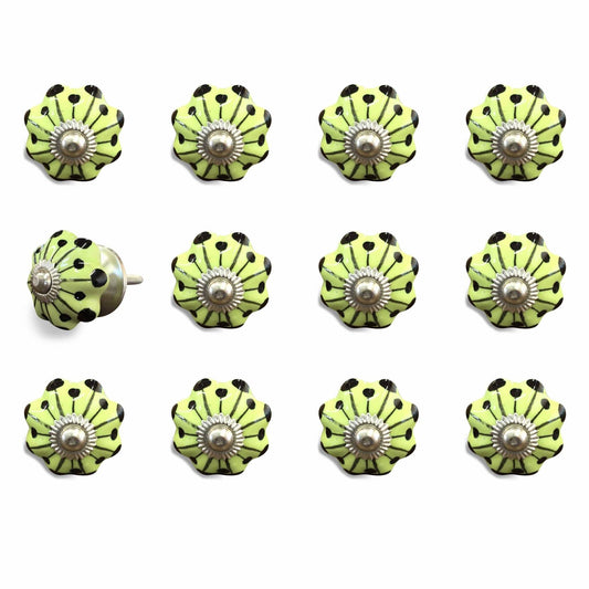 1.5" X 1.5" X 1.5" Yellow Green And Silver  Knobs 12 Pack - Homeroots