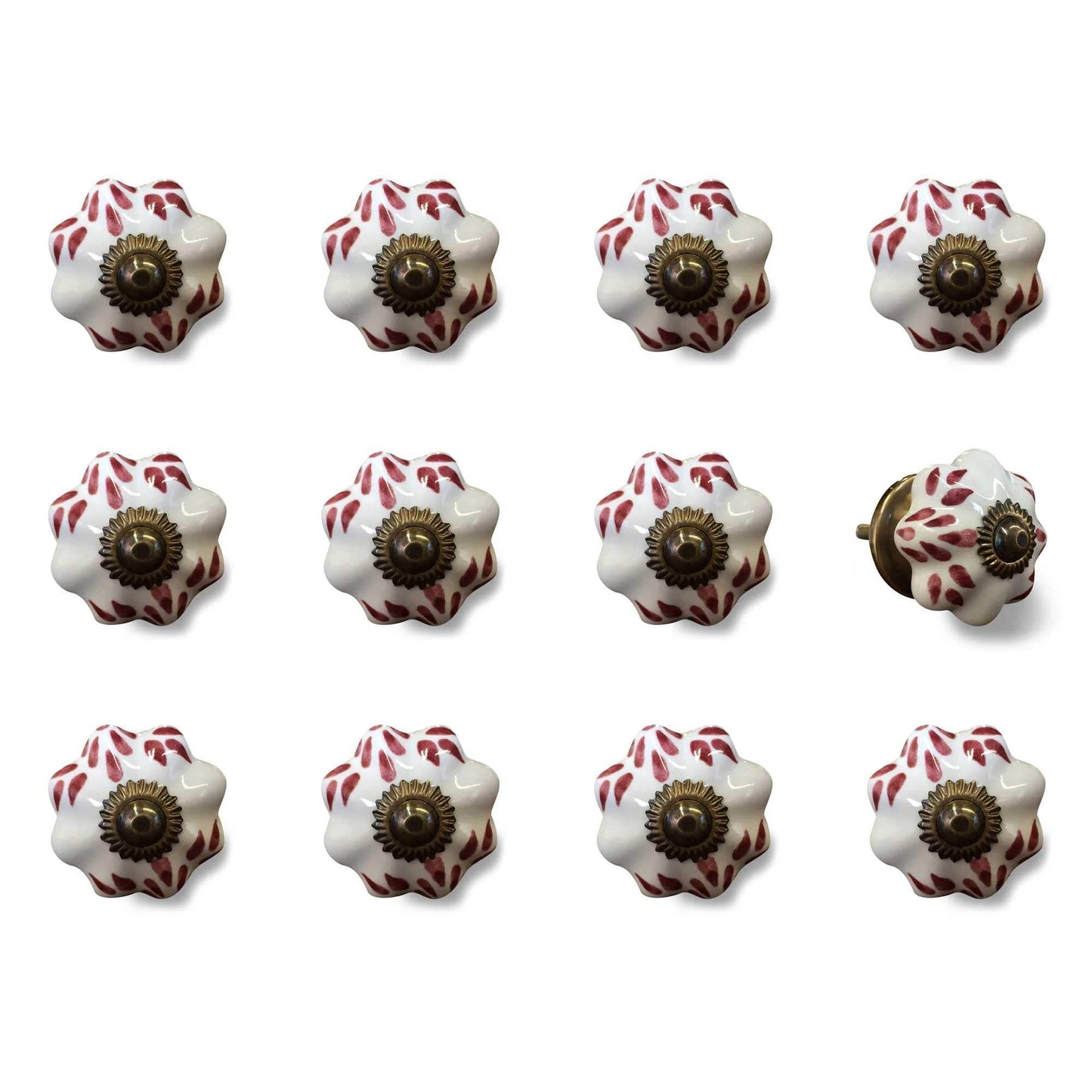 1.5" X 1.5" X 1.5" White Burgundy And Copper Knobs 12 Pack - Homeroots - Flyclothing LLC