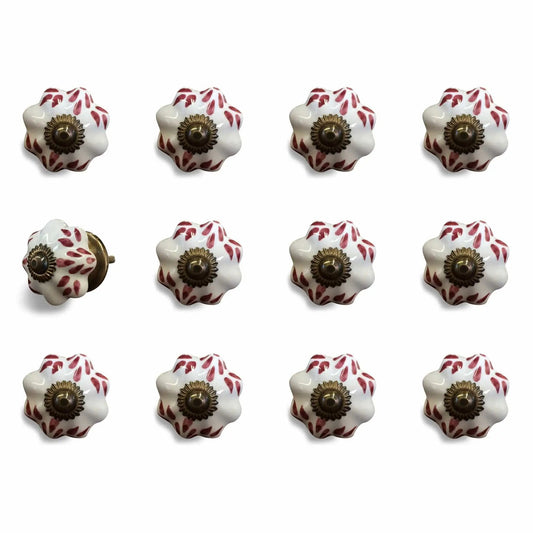 1.5" X 1.5" X 1.5" White Burgundy And Copper Knobs 12 Pack - Homeroots
