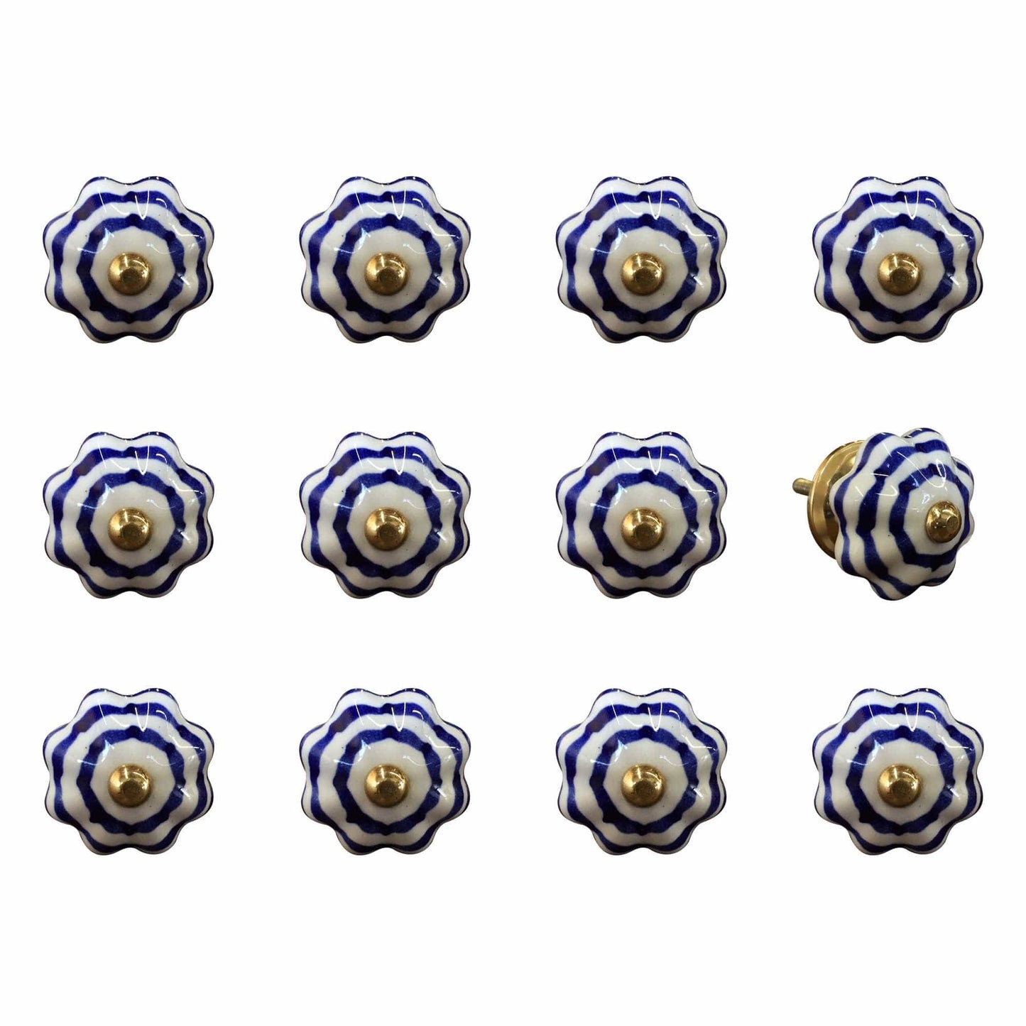 1.5" X 1.5" X 1.5" White Blue And Copper Knobs 12 Pack - Homeroots - Flyclothing LLC