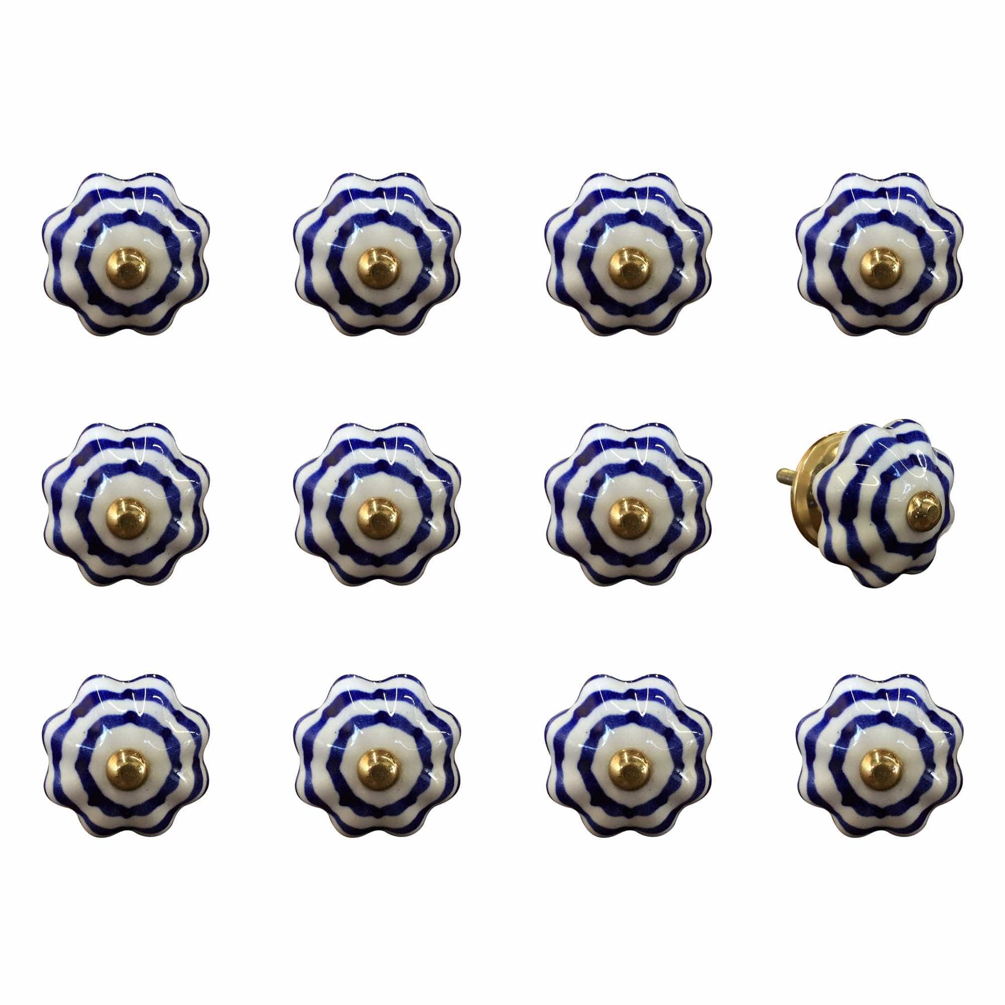 1.5" X 1.5" X 1.5" White Blue And Copper Knobs 12 Pack - Homeroots - Flyclothing LLC