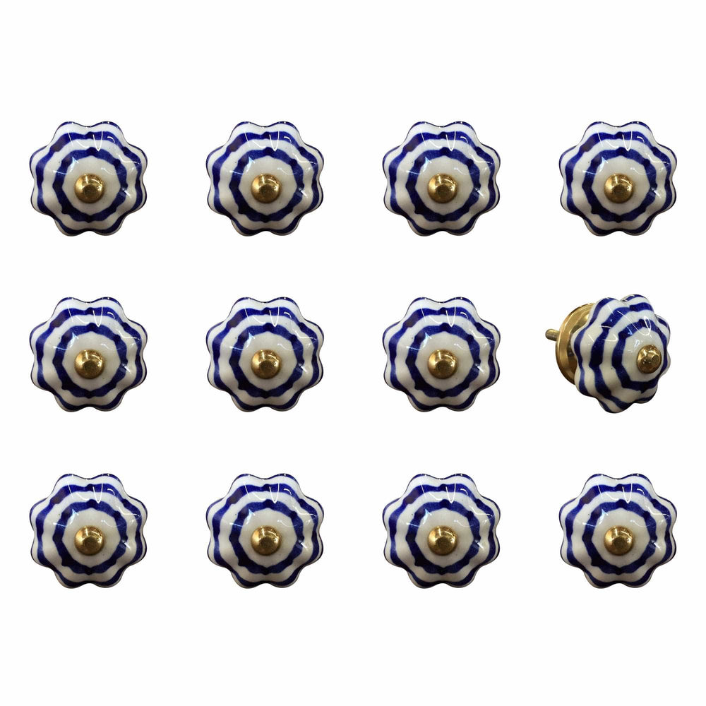 1.5" X 1.5" X 1.5" White Blue And Copper  Knobs 12 Pack - Homeroots