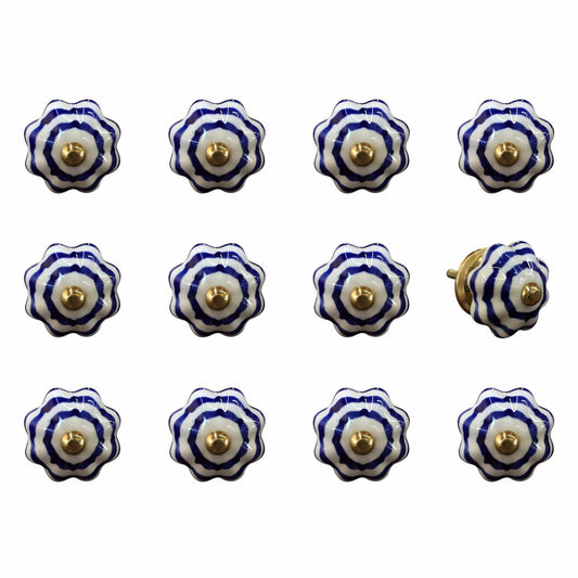 1.5" X 1.5" X 1.5" White Blue And Copper  Knobs 12 Pack - Homeroots