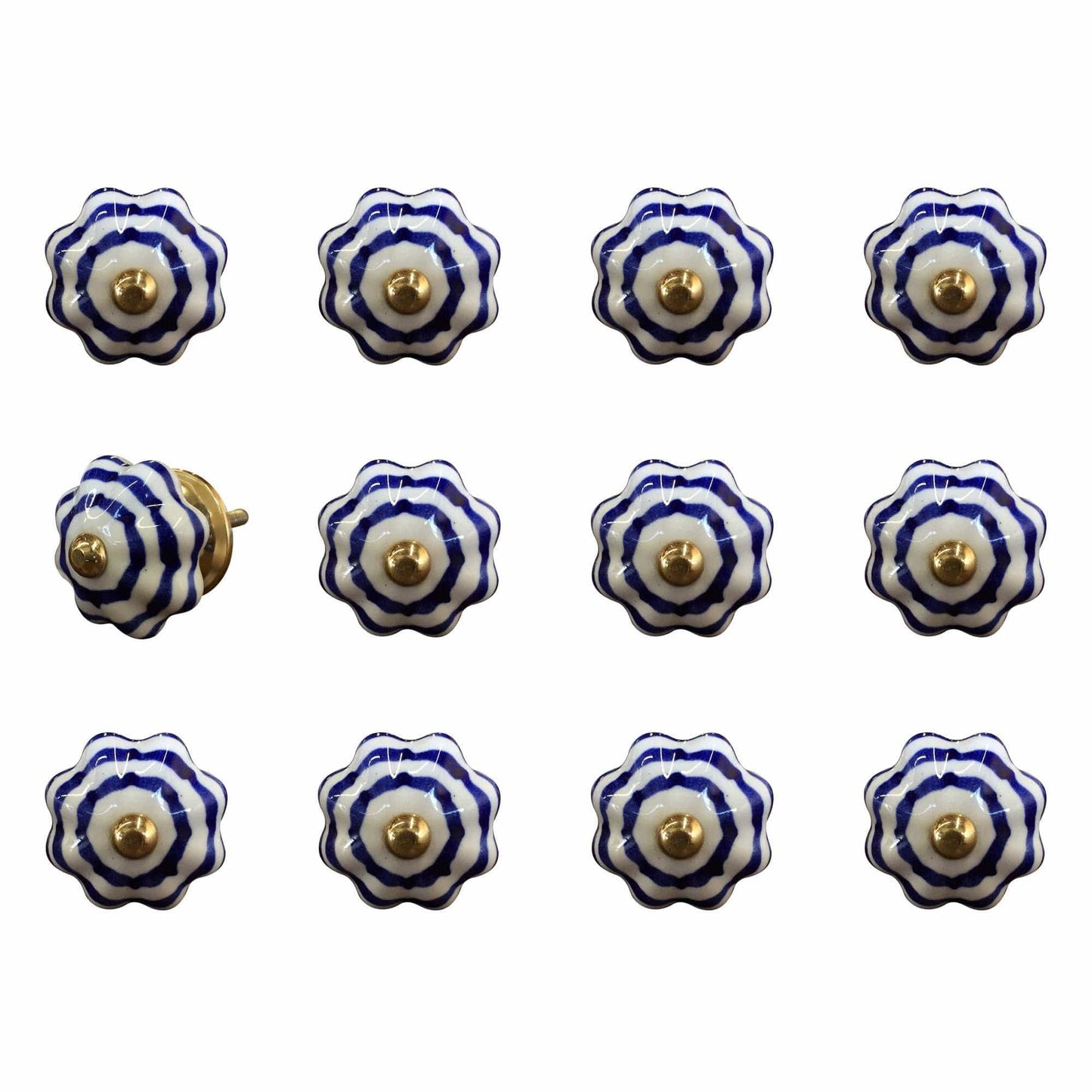 1.5" X 1.5" X 1.5" White Blue And Copper Knobs 12 Pack - Homeroots - Flyclothing LLC