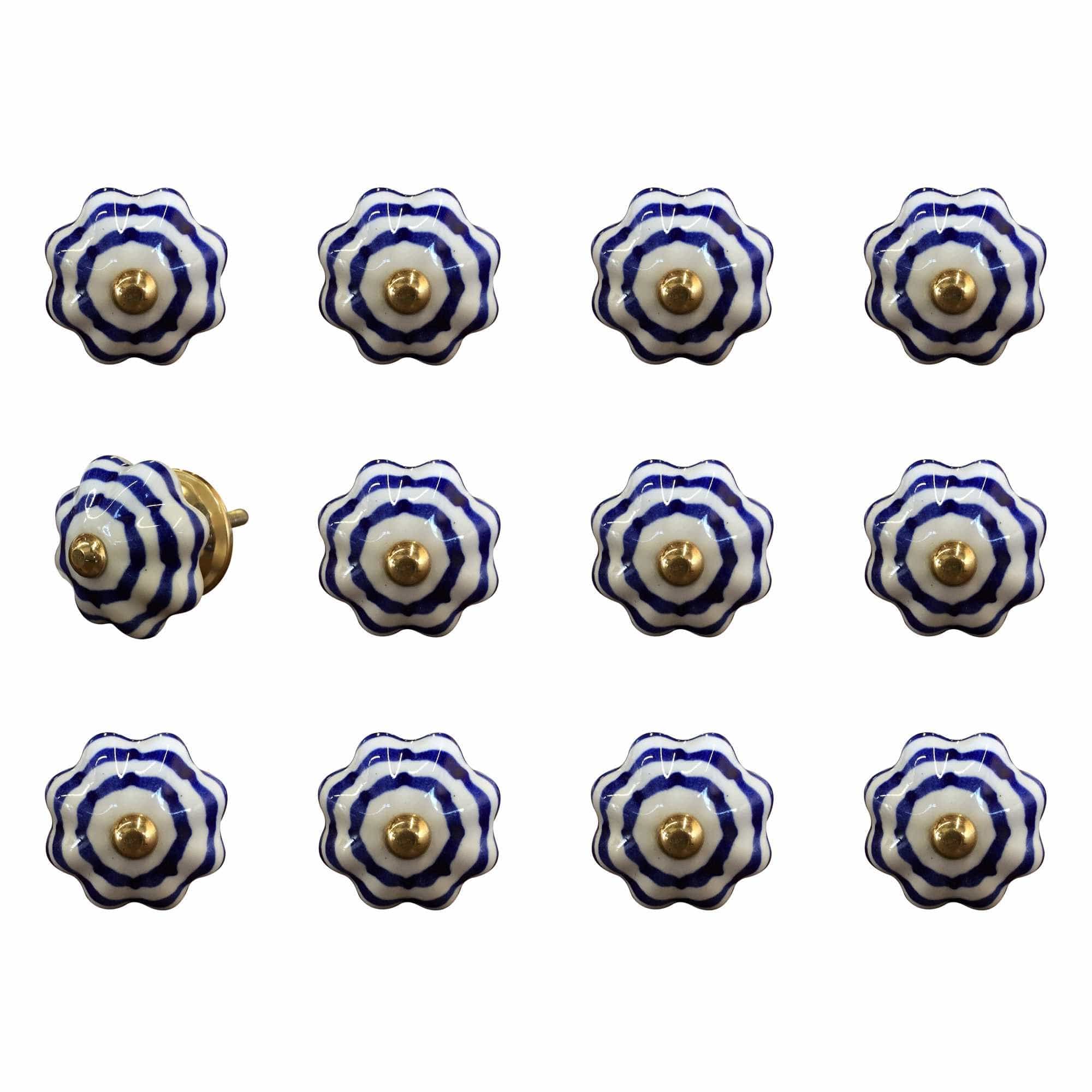 1.5" X 1.5" X 1.5" White Blue And Copper Knobs 12 Pack - Homeroots - Flyclothing LLC