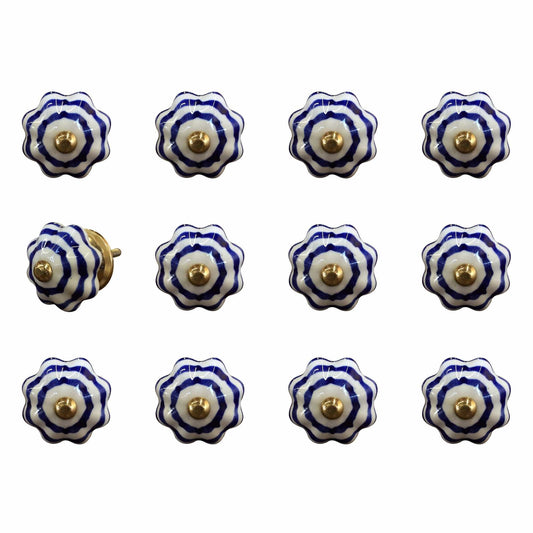 1.5" X 1.5" X 1.5" White Blue And Copper  Knobs 12 Pack - Homeroots