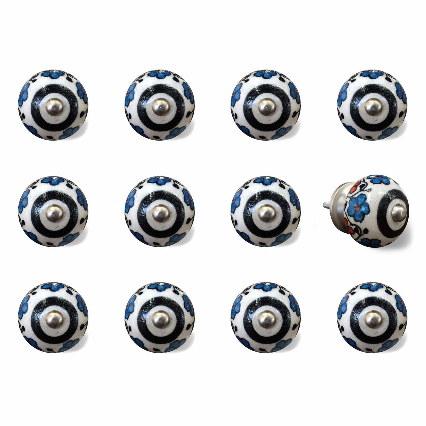 1.5" X 1.5" X 1.5" White Black And Navy Knobs 12 Pack - Homeroots - Flyclothing LLC