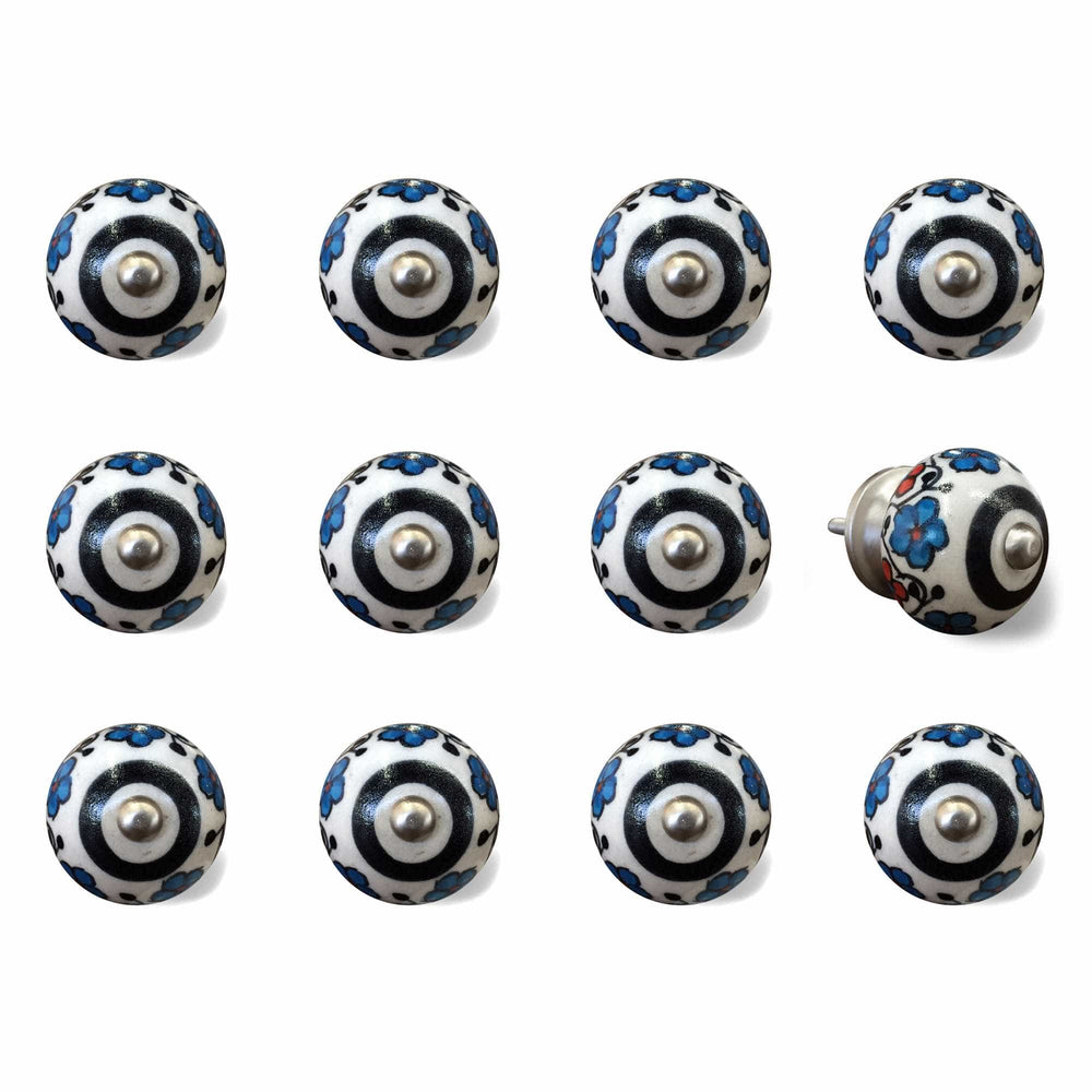 1.5" X 1.5" X 1.5" White Black And Navy  Knobs 12 Pack - Homeroots
