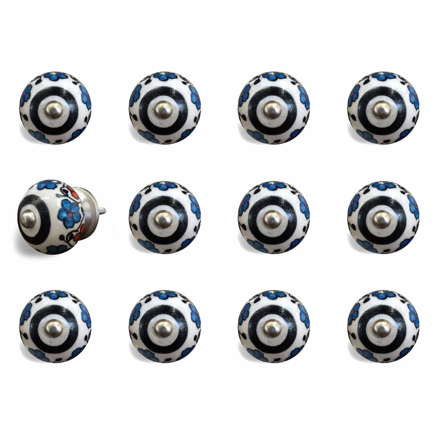 1.5" X 1.5" X 1.5" White Black And Navy Knobs 12 Pack - Homeroots - Flyclothing LLC