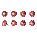 1.5" X 1.5" X 1.5" Hues Of Pink Red And Green  Knobs 8 Pack - Homeroots