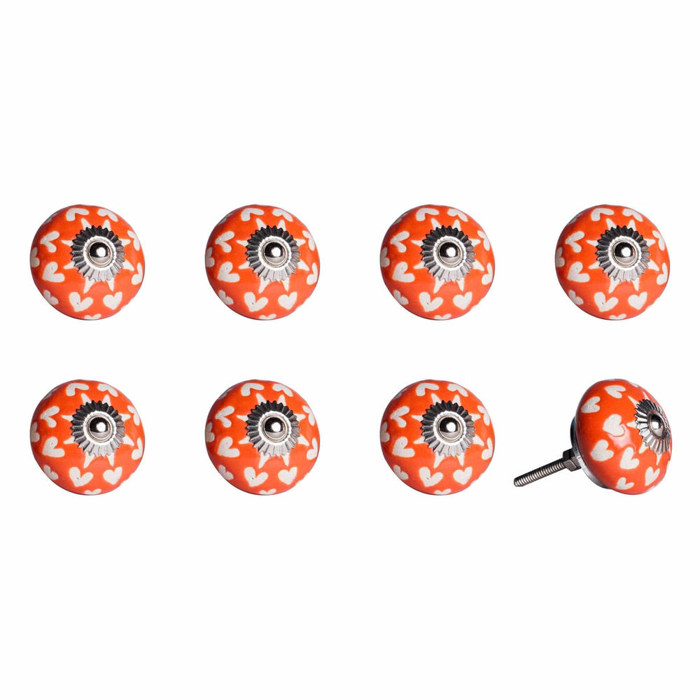 1.5" X 1.5" X 1.5" Hues Of Orange White And Silver  Knobs 8 Pack - Homeroots