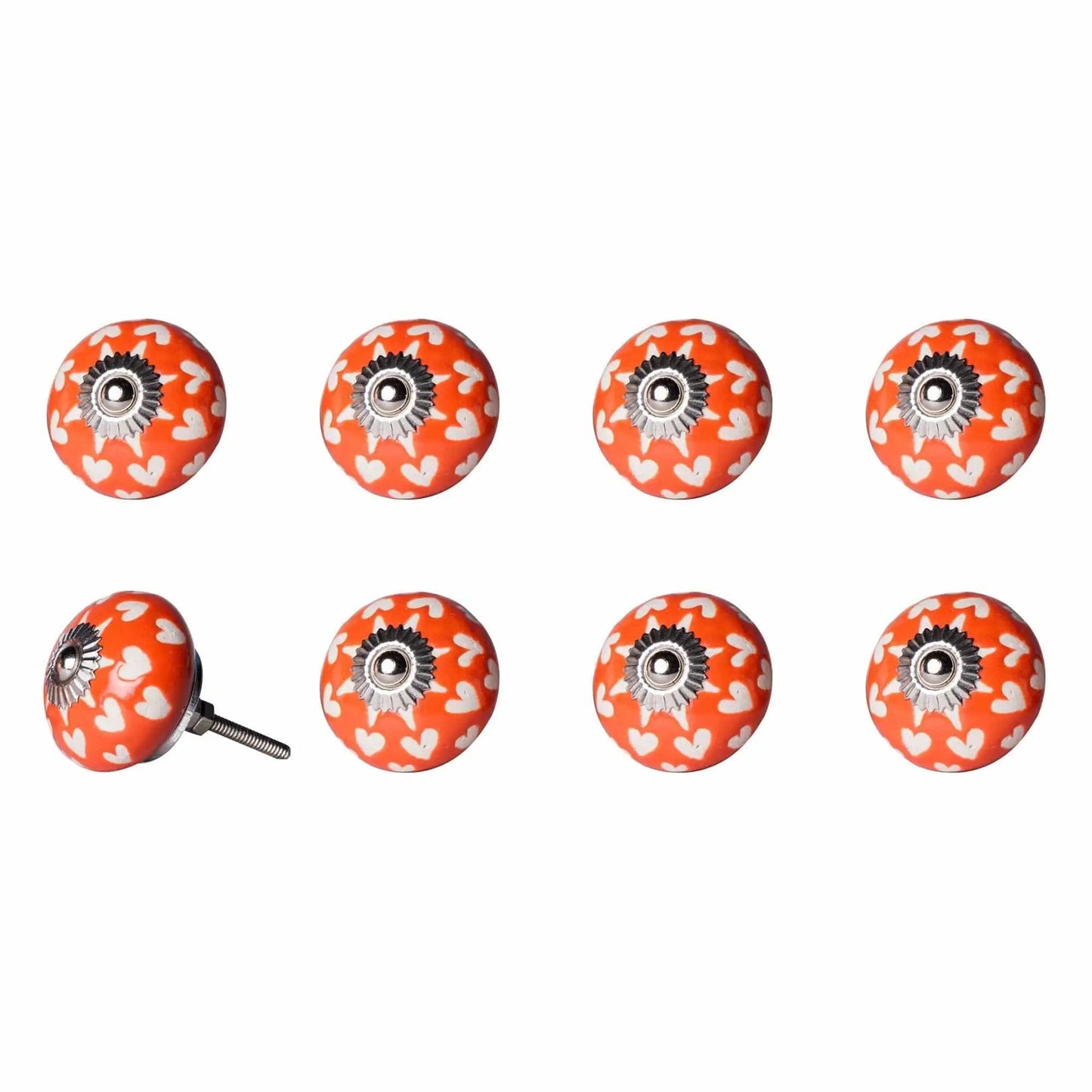 1.5" X 1.5" X 1.5" Hues Of Orange White And Silver Knobs 8 Pack - Homeroots - Flyclothing LLC