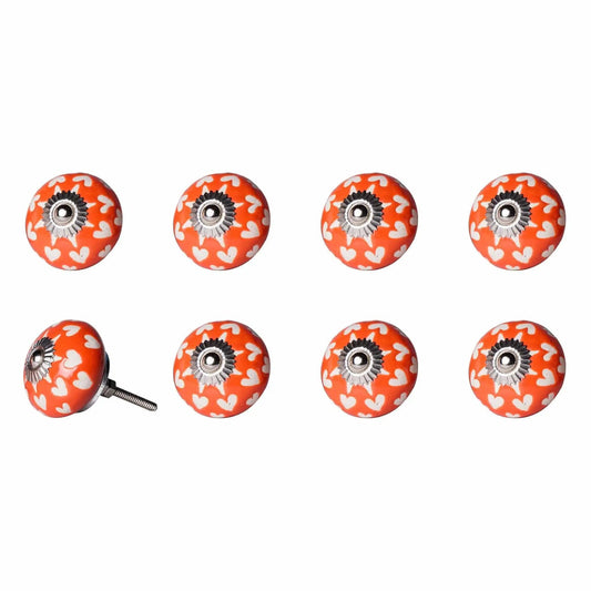 1.5" X 1.5" X 1.5" Hues Of Orange White And Silver  Knobs 8 Pack - Homeroots