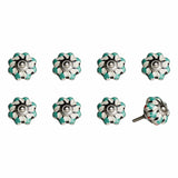 1.5" X 1.5" X 1.5" Hues Of White Green And Black  Knobs 8 Pack - Homeroots
