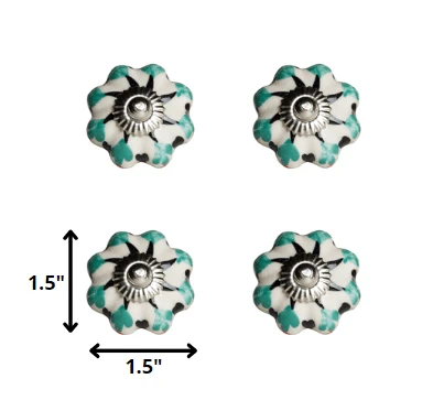 1.5" X 1.5" X 1.5" Hues Of White Green And Black Knobs 8 Pack - Homeroots - Flyclothing LLC